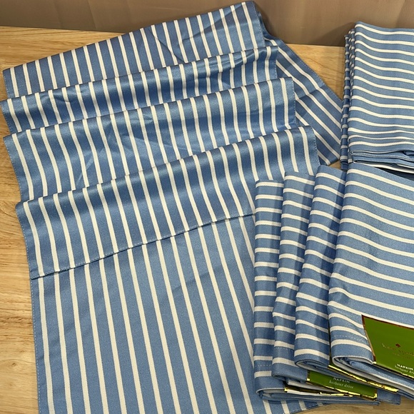 Kate Spade Harbour Drive Cornflower Platinum Napkins Set of 8 - Picture 10 of 10